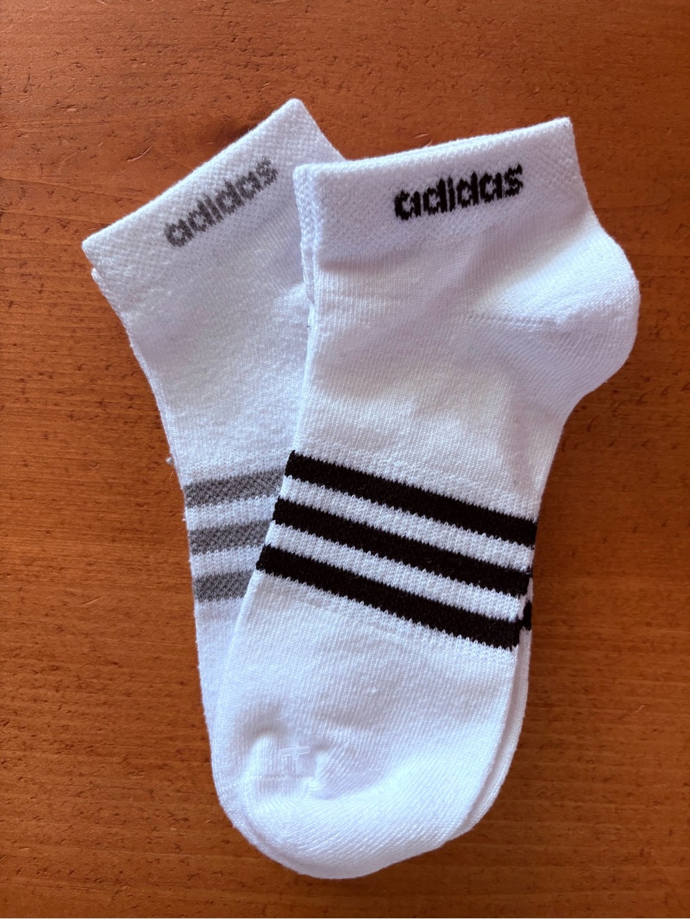 adidas White Ankle Athletic Socks with Black Stripes